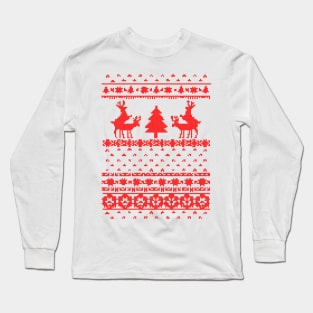 funny deer knitted christmas Long Sleeve T-Shirt